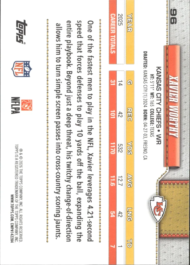 Xavier Worthy card back
