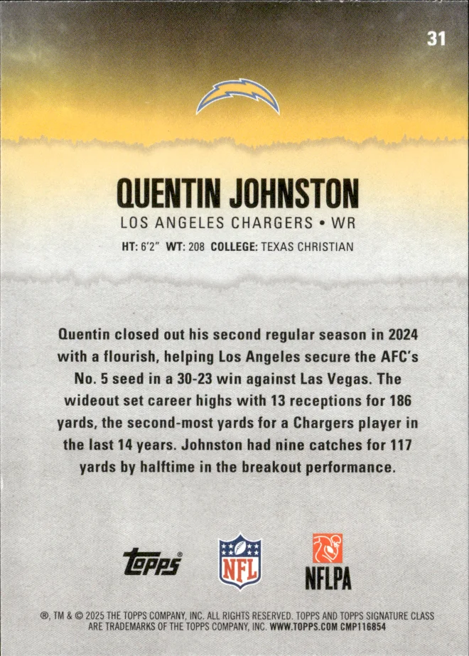 Quentin Johnston card back