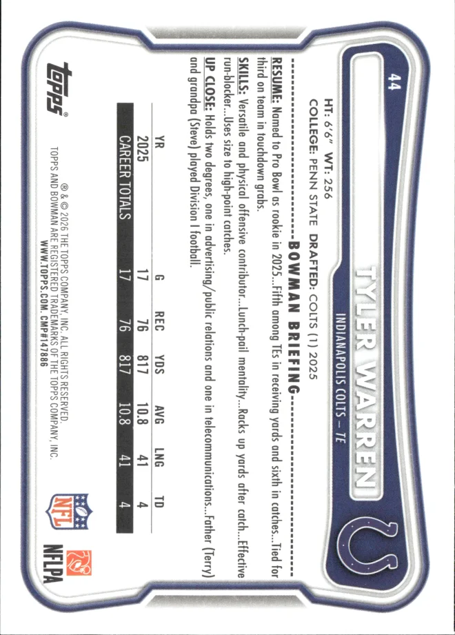 Tyler Warren card back