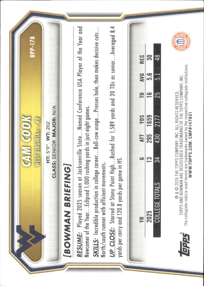 Cam Cook card back