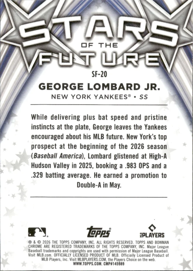 George Lombard Jr. card back