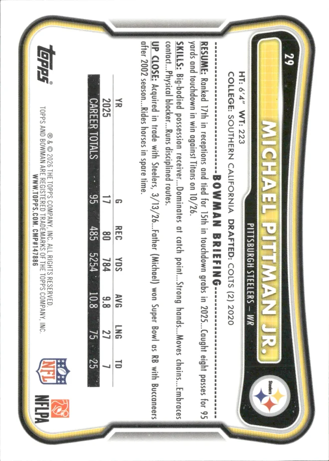 Michael Pittman Jr. card back