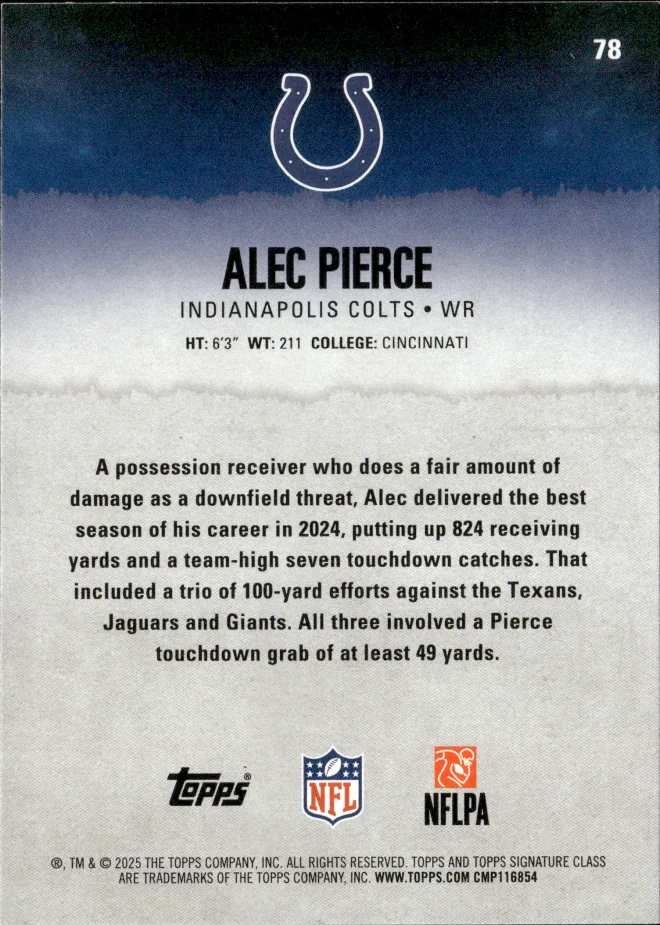 Alec Pierce card back