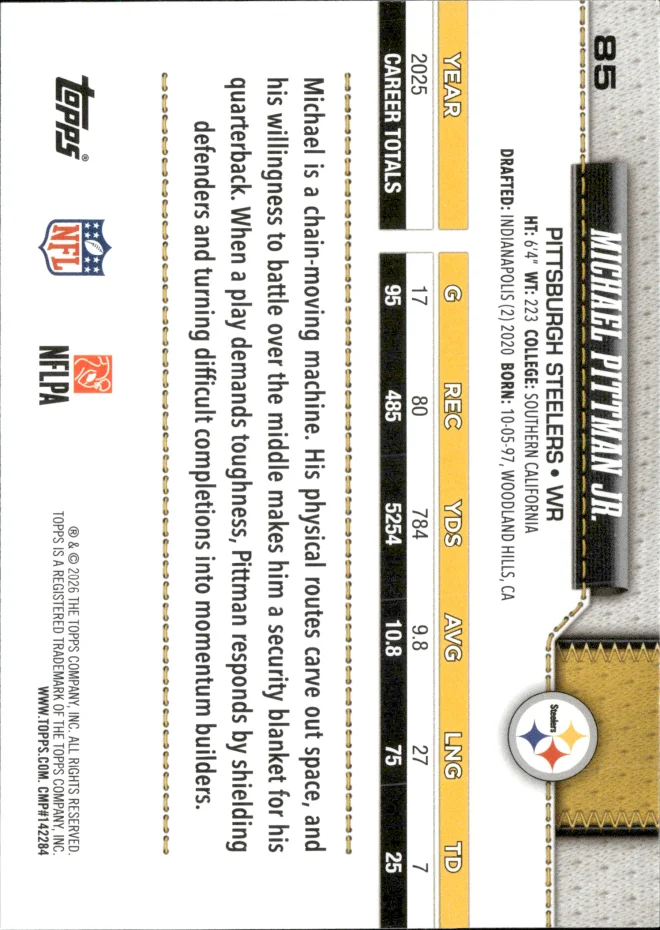 Michael Pittman Jr. card back