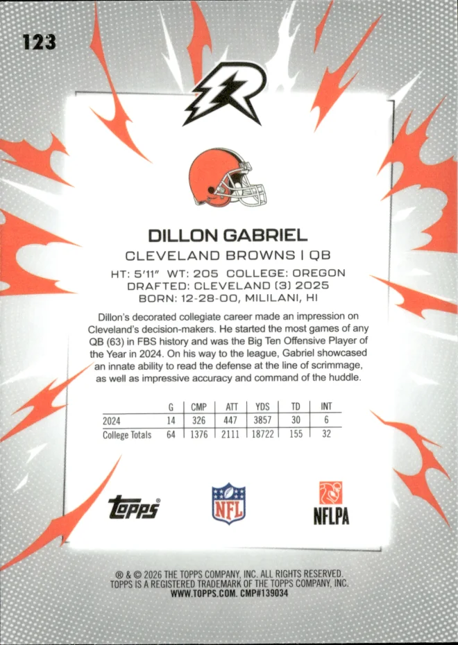 Dillon Gabriel card back