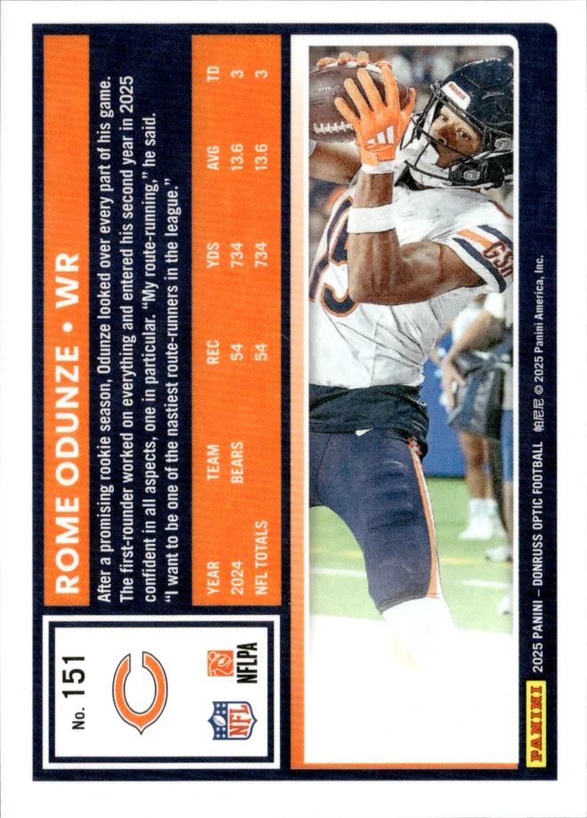 Rome Odunze card back