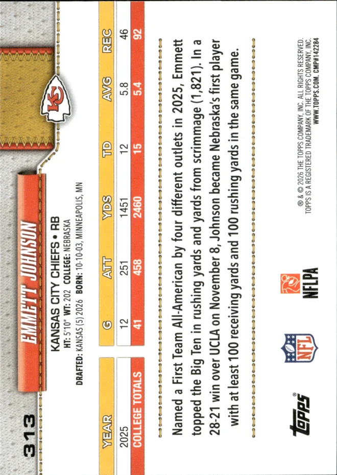 Emmett Johnson card back