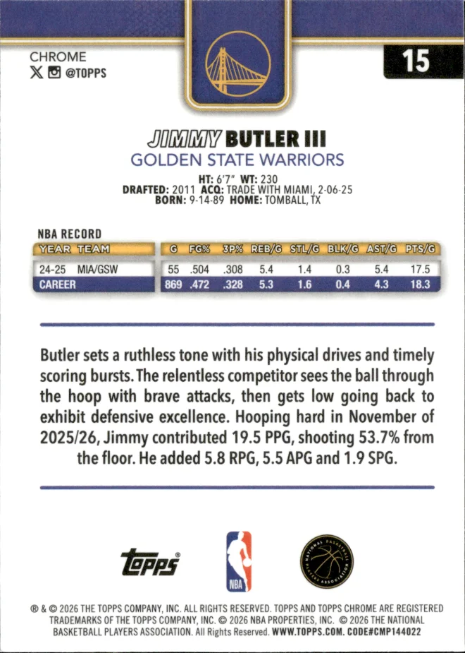 Jimmy Butler III card back