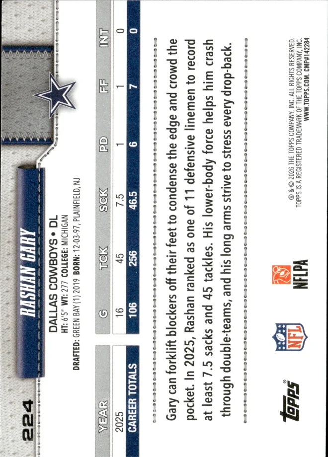 Rashan Gary card back
