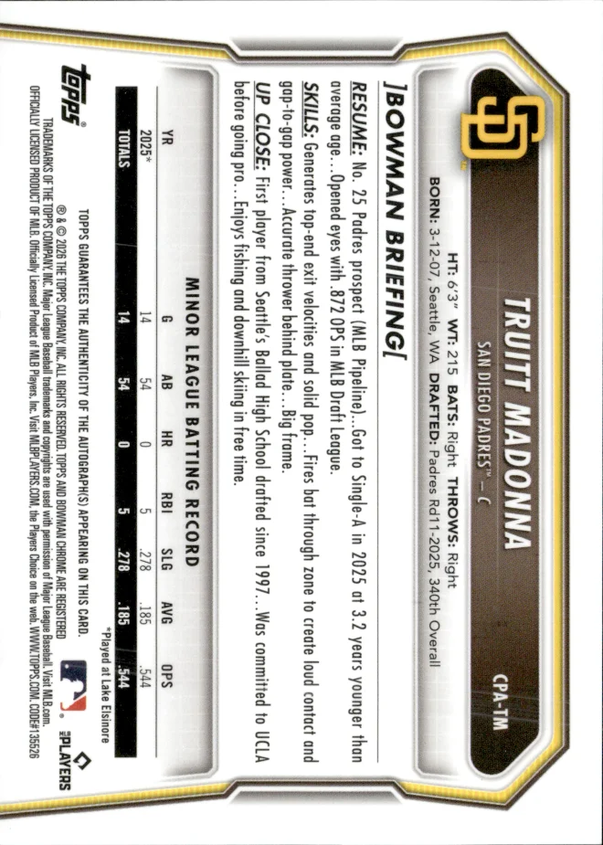 Truitt Madonna card back