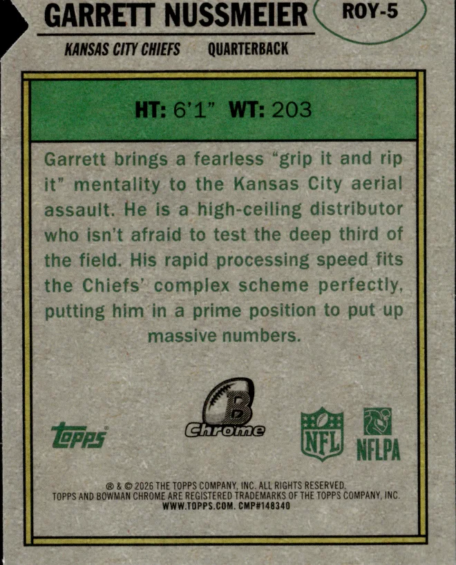Garrett Nussmeier card back