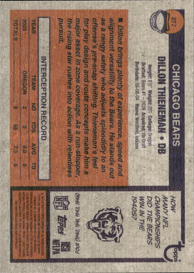 Dillon Thieneman card back