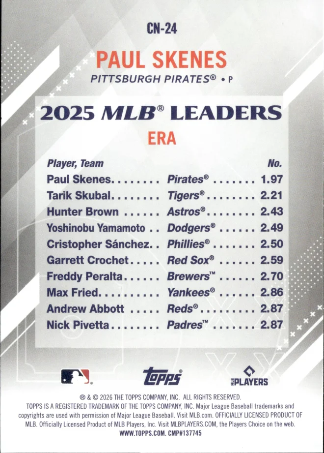 Paul Skenes card back