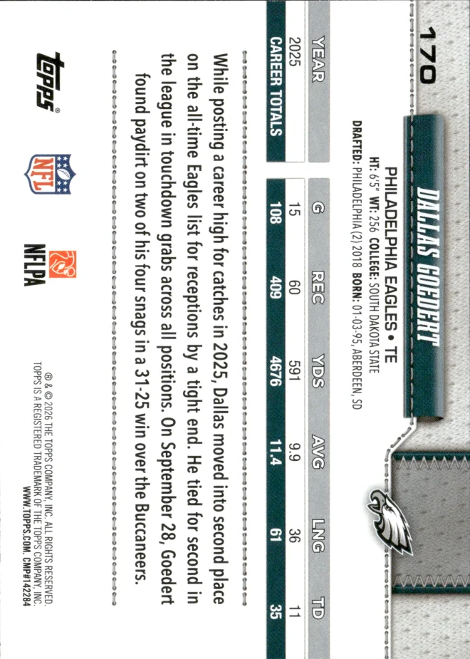 Dallas Goedert card back