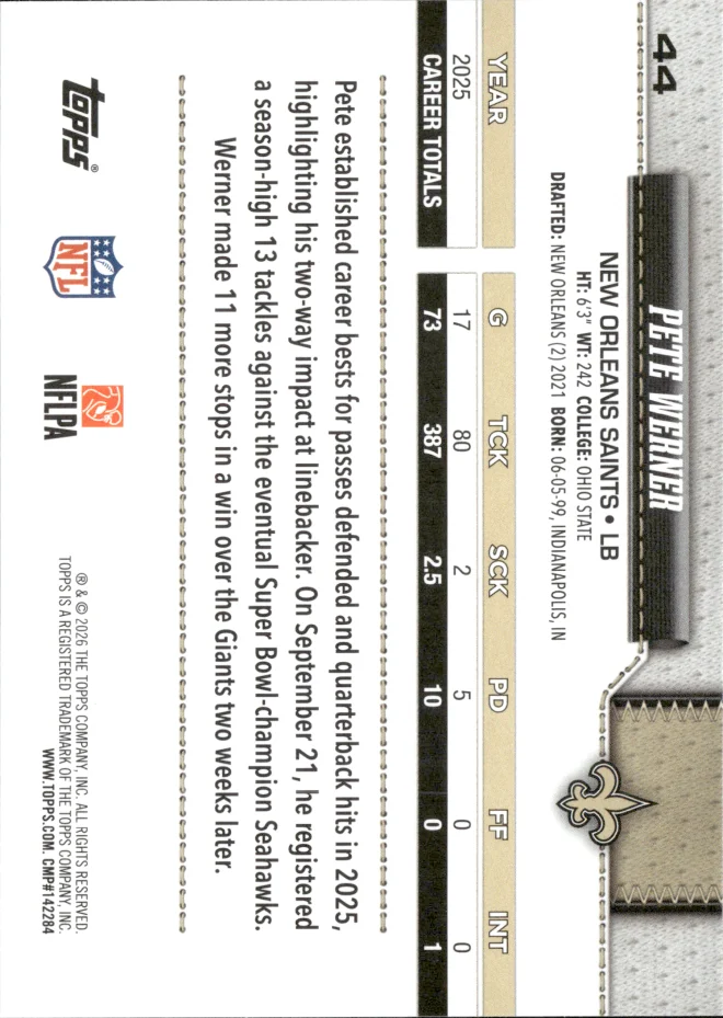 Pete Werner card back