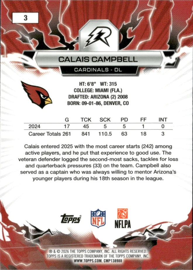 Calais Campbell card back