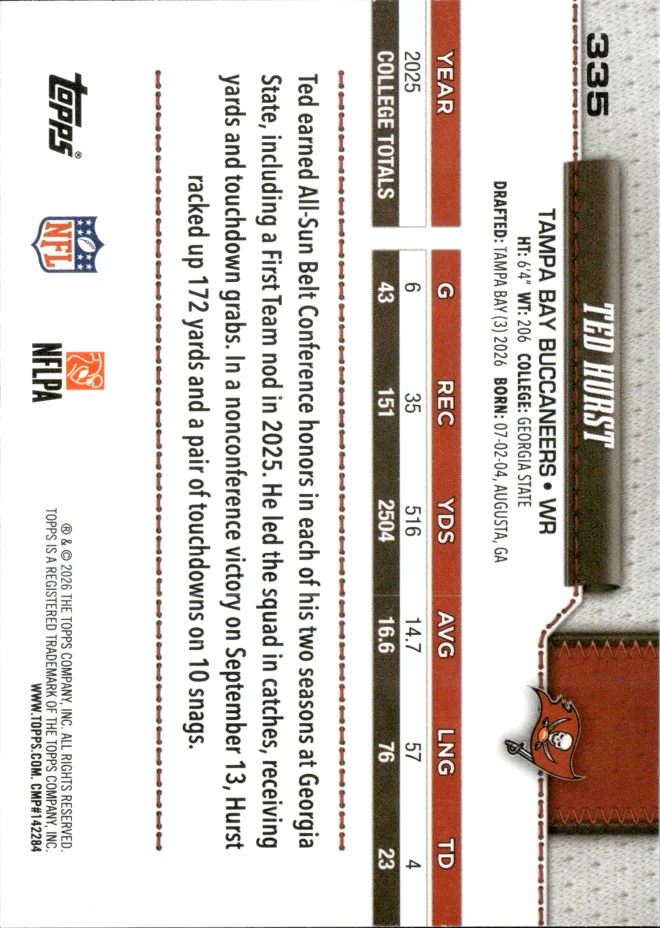Ted Hurst card back