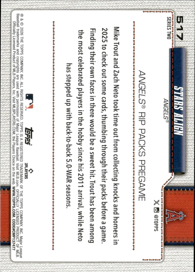 Mike Trout / Zach Neto card back