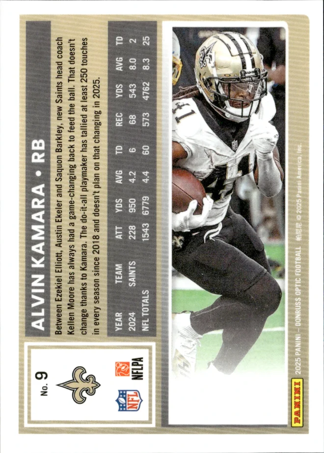 Alvin Kamara card back