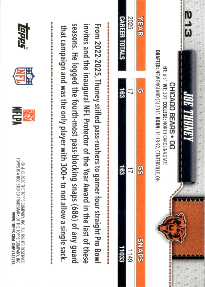 Joe Thuney card back