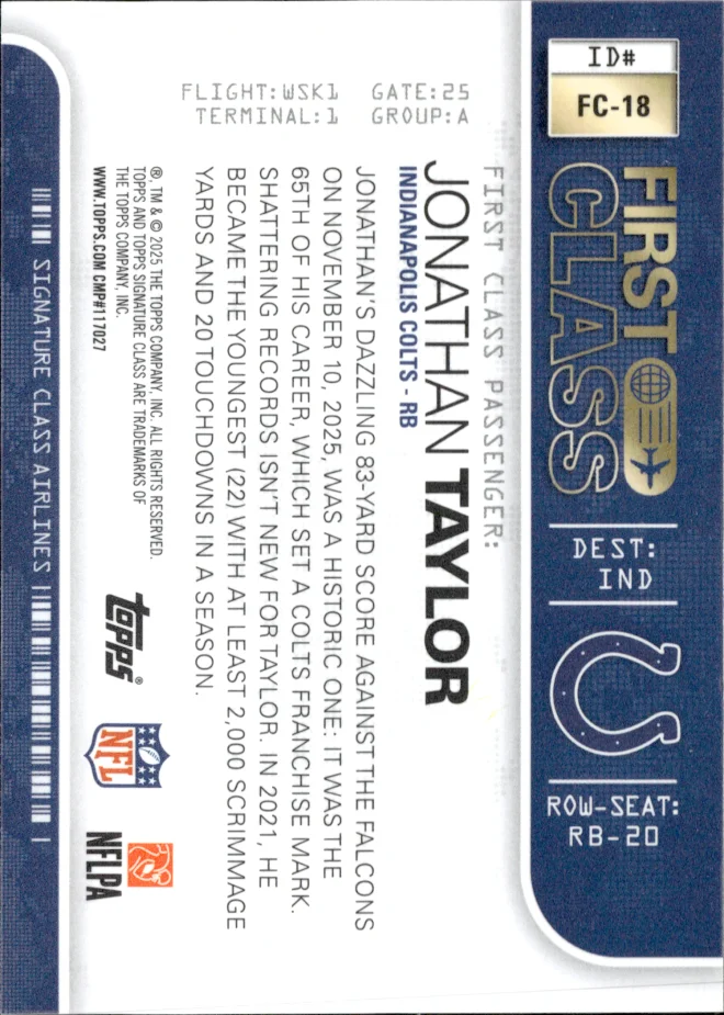 Jonathan Taylor card back