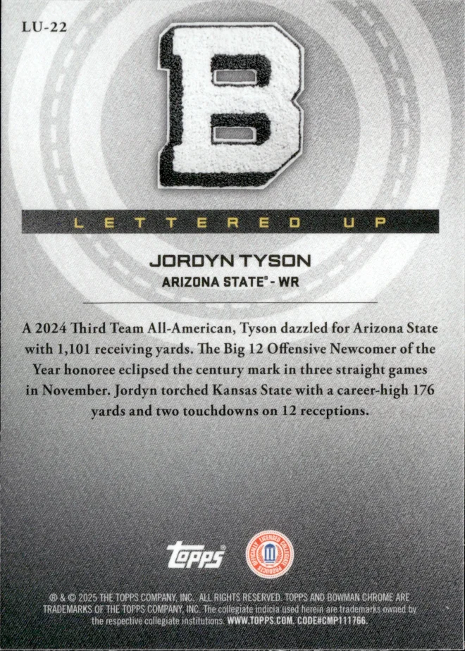 Jordyn Tyson card back