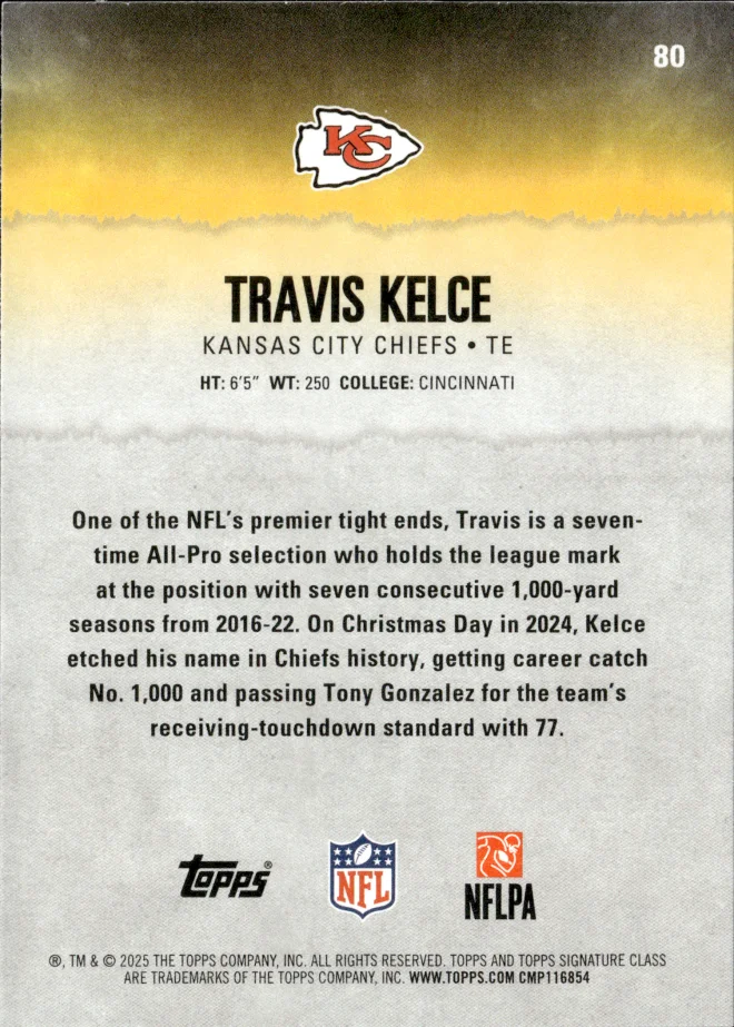 Travis Kelce card back