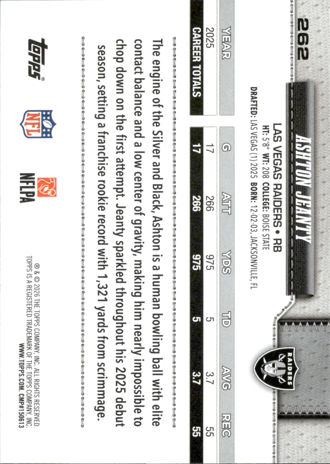 Ashton Jeanty card back