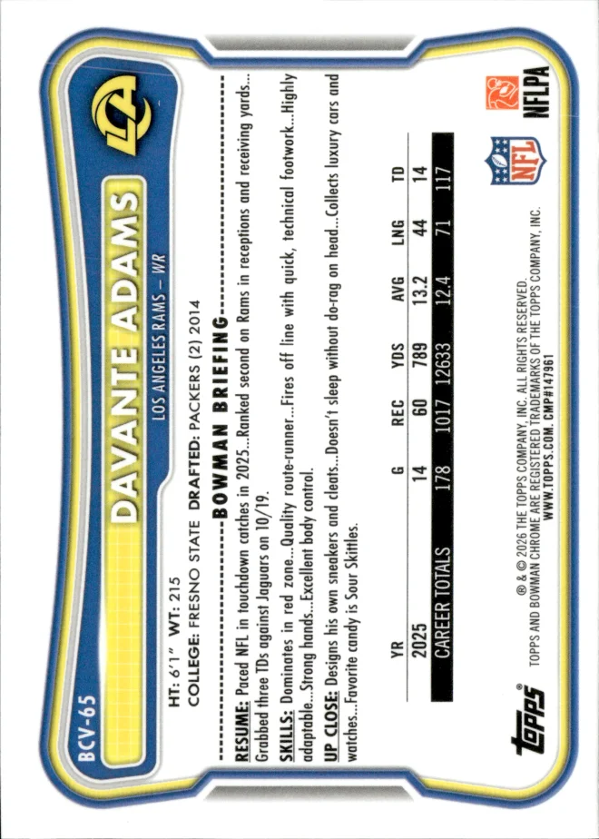 Davante Adams card back
