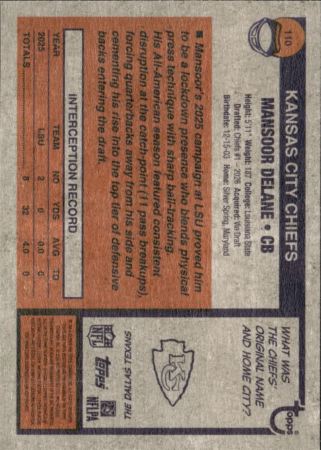 Mansoor Delane card back
