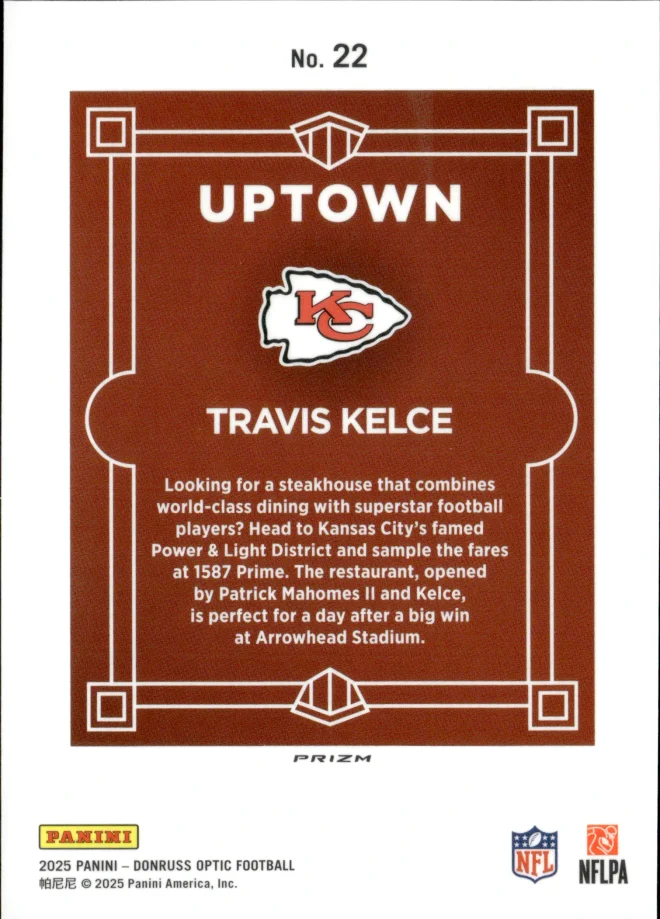 Travis Kelce card back