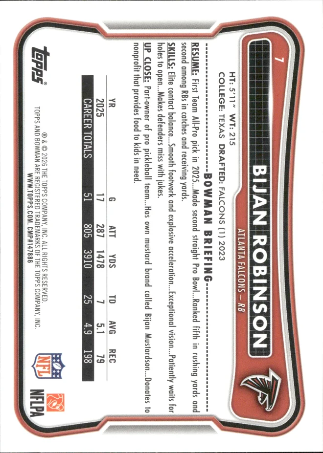Bijan Robinson card back