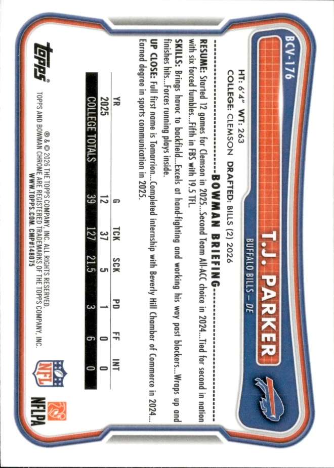 T.J. Parker card back