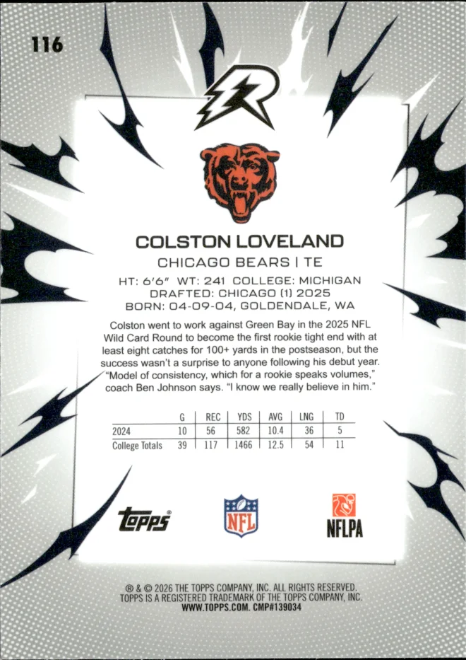Colston Loveland card back