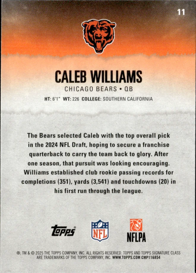 Caleb Williams card back