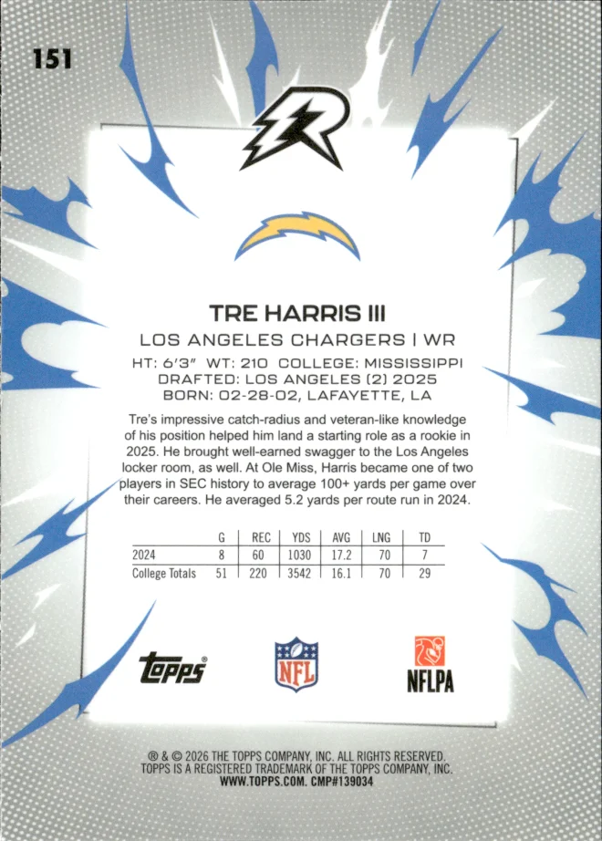 Tre Harris III card back