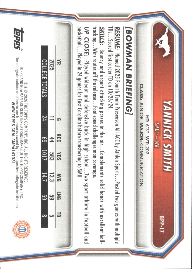 Yannick Smith card back