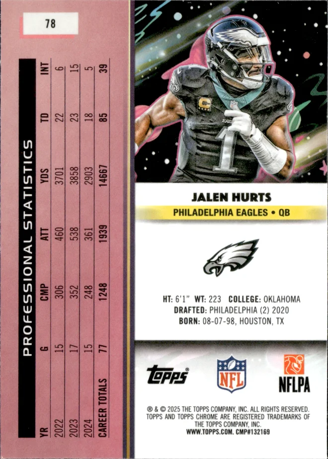 Jalen Hurts card back
