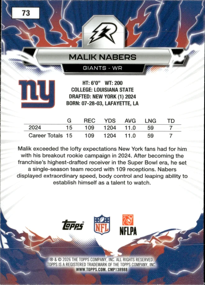 Malik Nabers card back