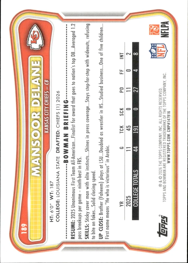 Mansoor Delane card back