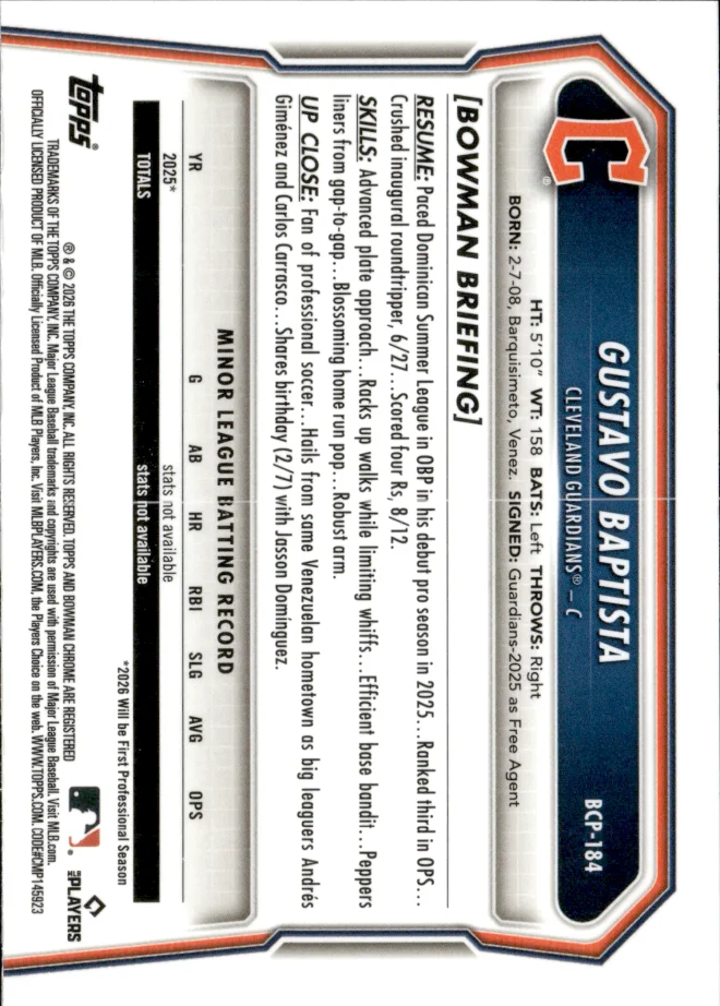 Gustavo Baptista card back