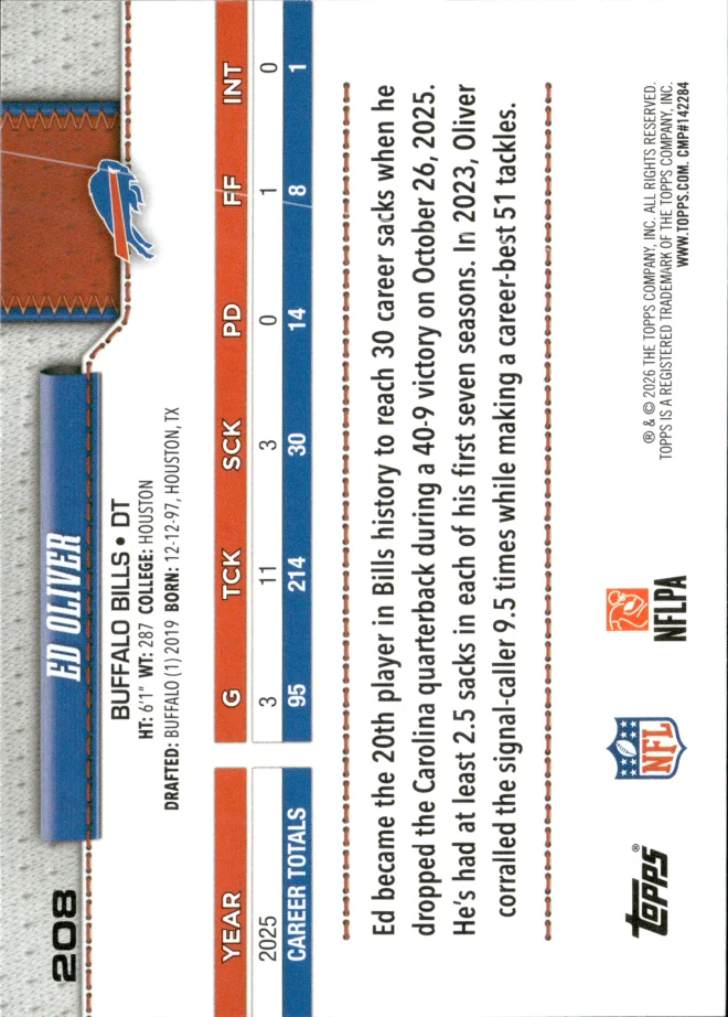 Ed Oliver card back