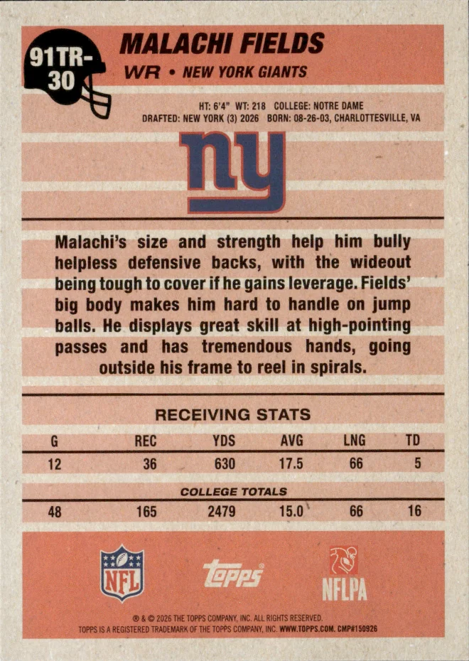 Malachi Fields card back