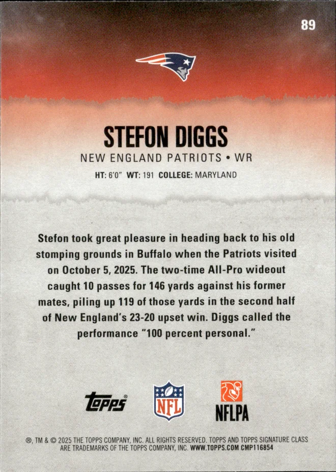 Stefon Diggs card back