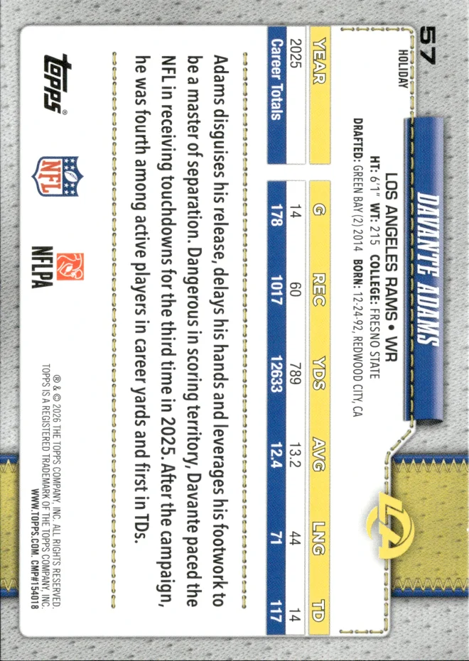 Davante Adams card back