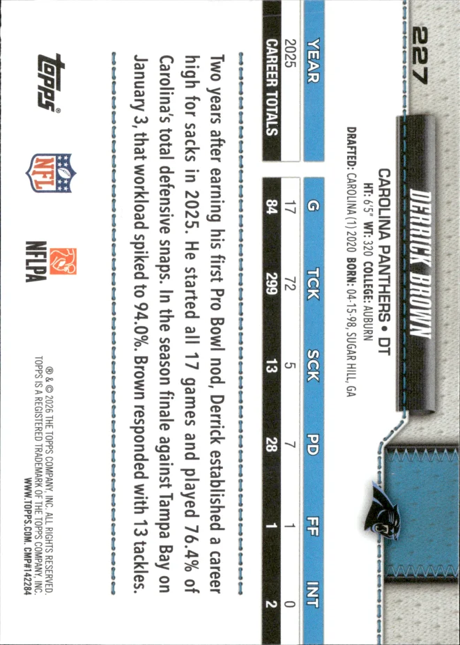 Derrick Brown card back