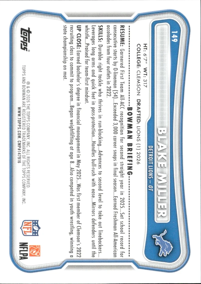 Blake Miller card back