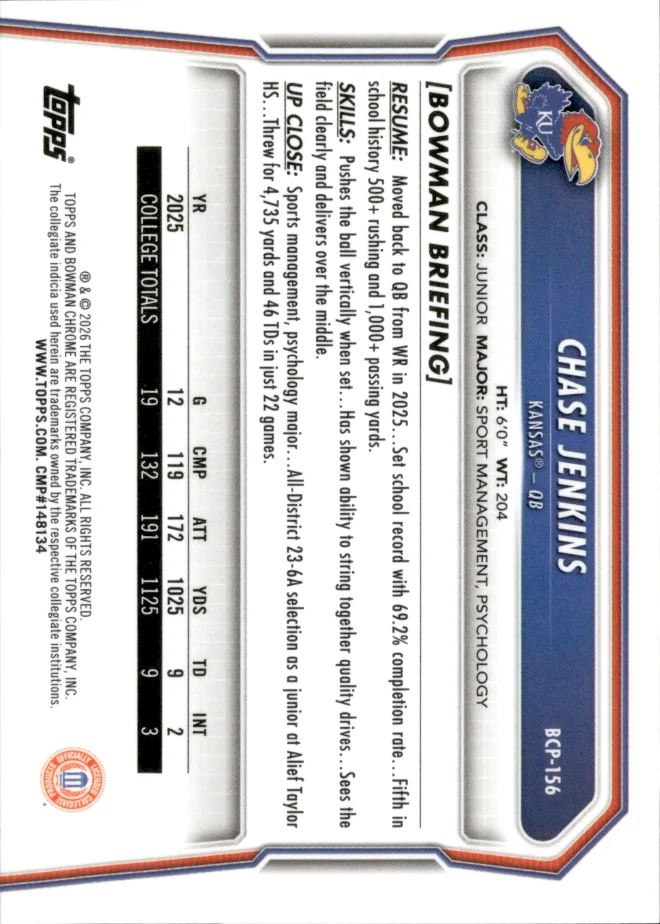 Chase Jenkins card back