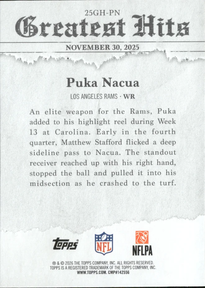 Puka Nacua card back
