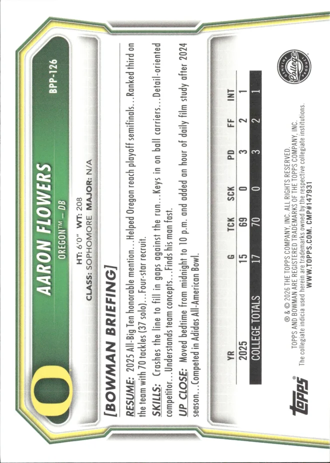 Aaron Flowers card back